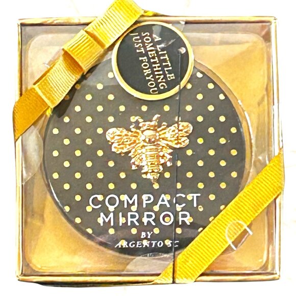 NIB BUMBLE BEE POLKA DOT COMPACT MIRROR BY ARGENTO SC COLLECTION - Picture 1 of 6